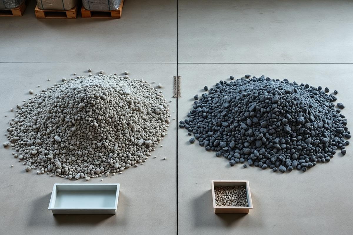 Side-by-side comparison of recycled aggregate and quarry crusher run
